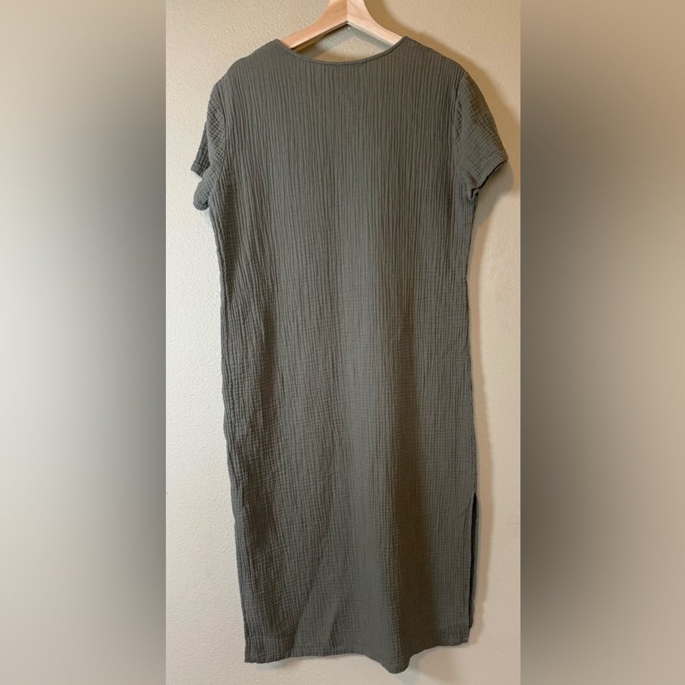 Jenni Kayne Cypress Caftan Dress Sage Green Size Medium 100% Cotton - Picture 3 of 6